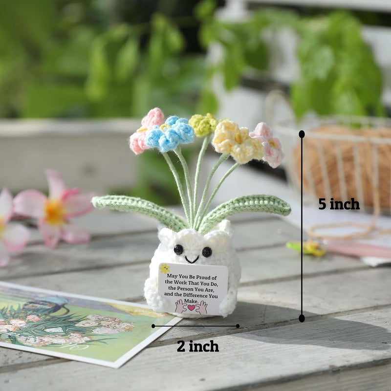 YOOJEE Positive Crochet Animals Valentines Day Coworkers Gifts for Women Handmade Flowers May You Proud of The Work That You Do Inspirational Apreciation Farewell Retirement Goodbye Gift Desk Decor - Image 5